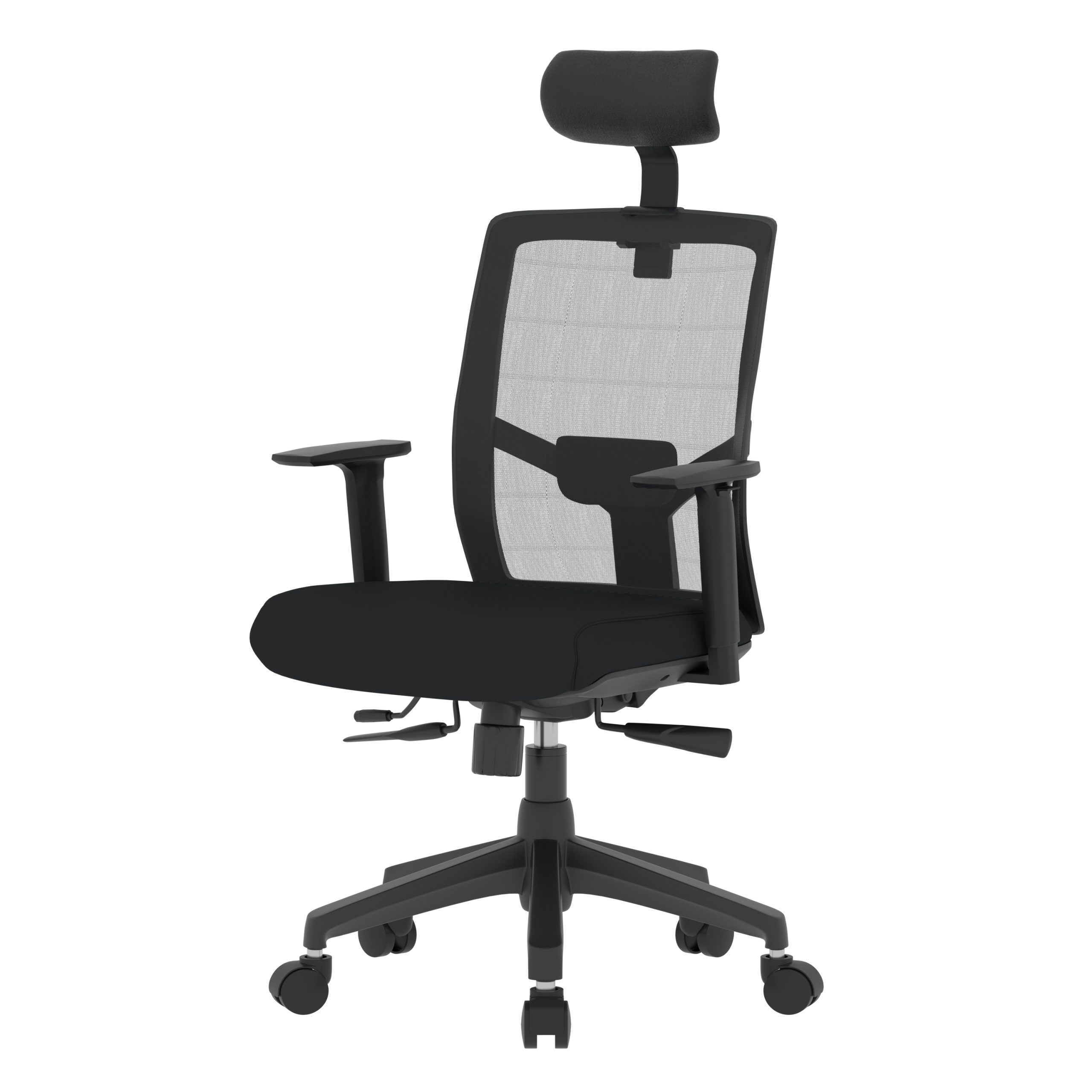 ProFlex Black Frame, Black Seat, Black-Grey Mesh Back, High-Back Chair, Syncro, Seat Slider WITH HEADREST - Image 2