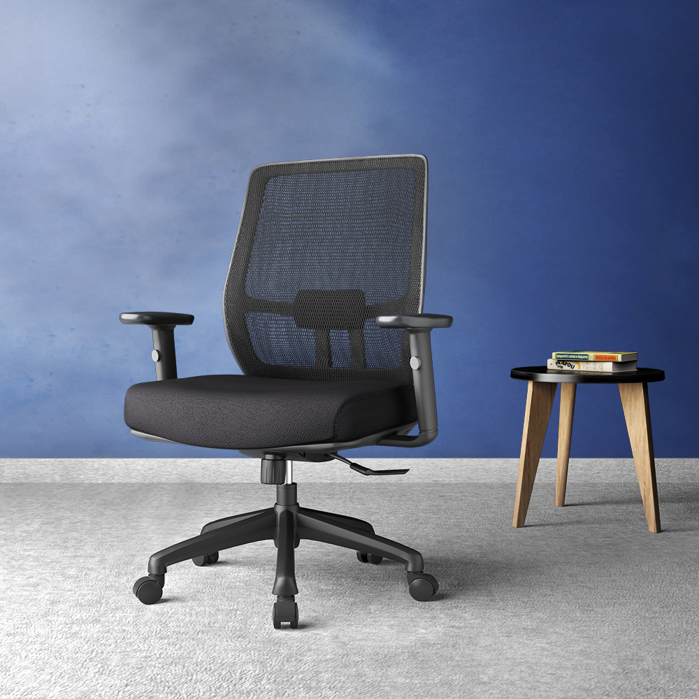 ErgoBreeze, Black frame, Black mesh back, Mid-back chair, tilt/swivel