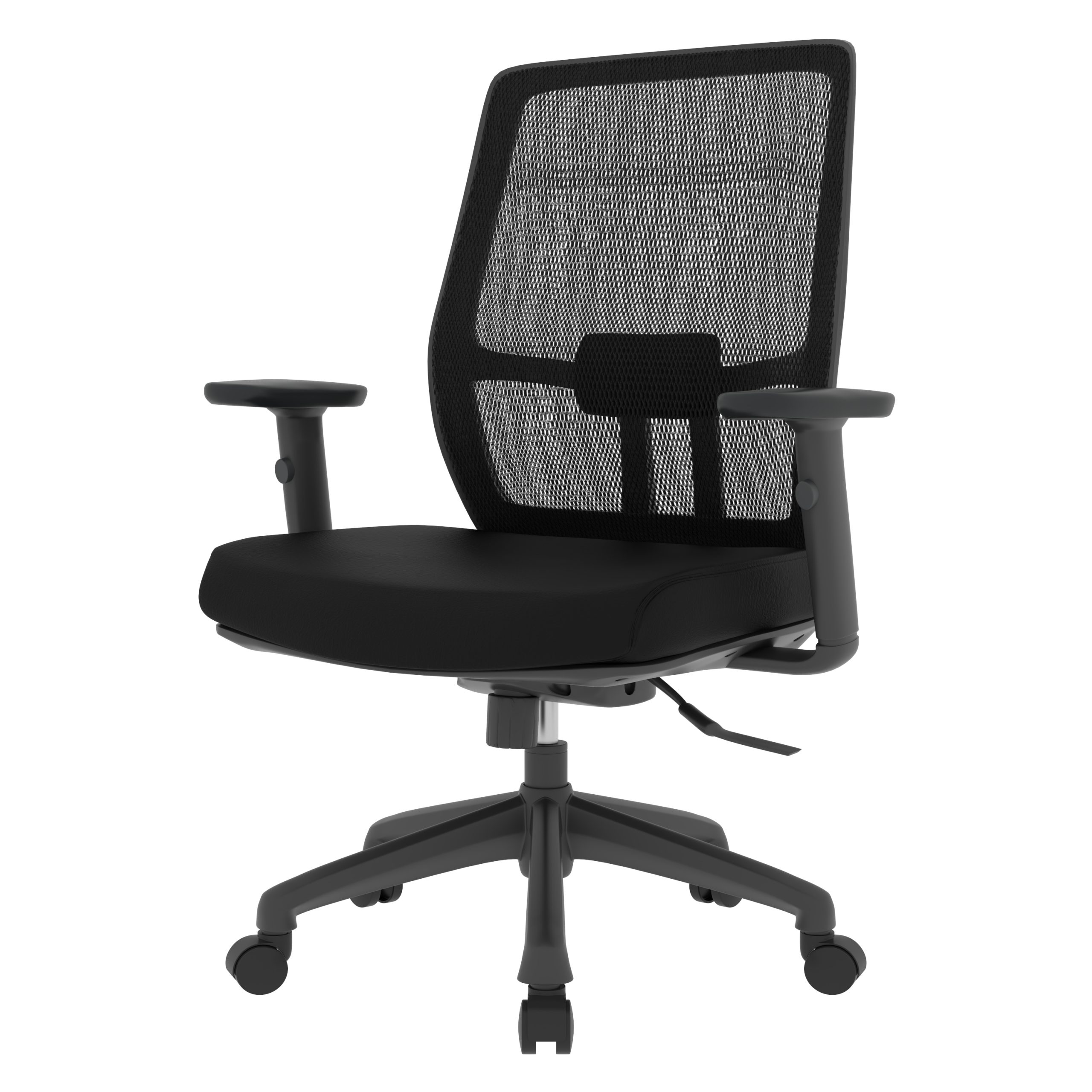 ErgoBreeze, Black frame, Black FAUX LEATHER back & seat, Mid-back chair, tilt/swivel - FAUX LEATHER - Image 2