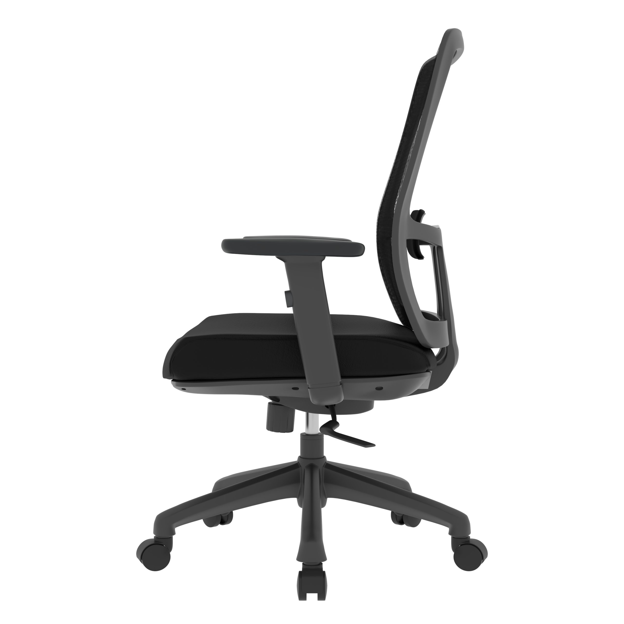 ErgoBreeze, Black frame, Black FAUX LEATHER back & seat, Mid-back chair, tilt/swivel - FAUX LEATHER - Image 3