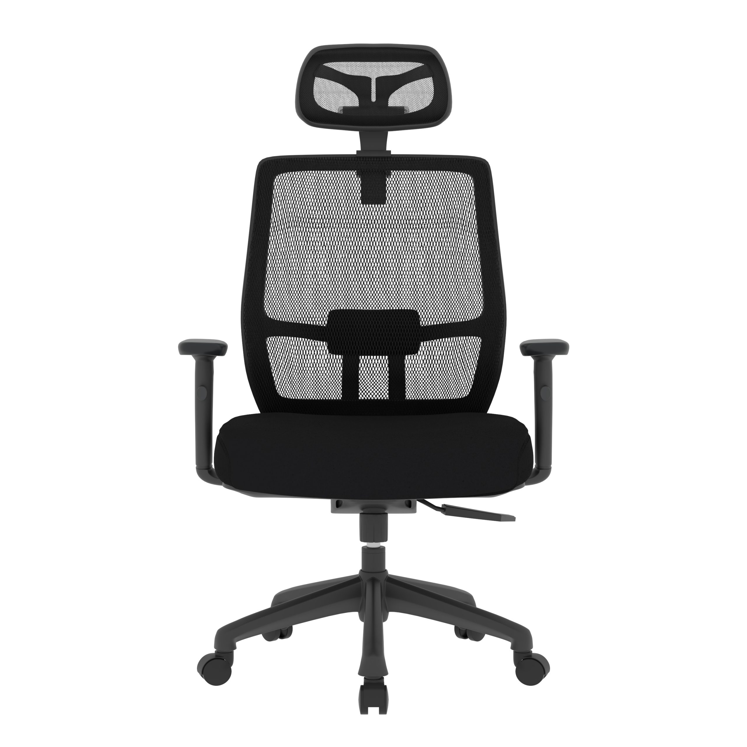 ErgoBreeze, Black frame, Black mesh back, Mid-back chair, tilt/swivel-WITH HEADREST - Image 4