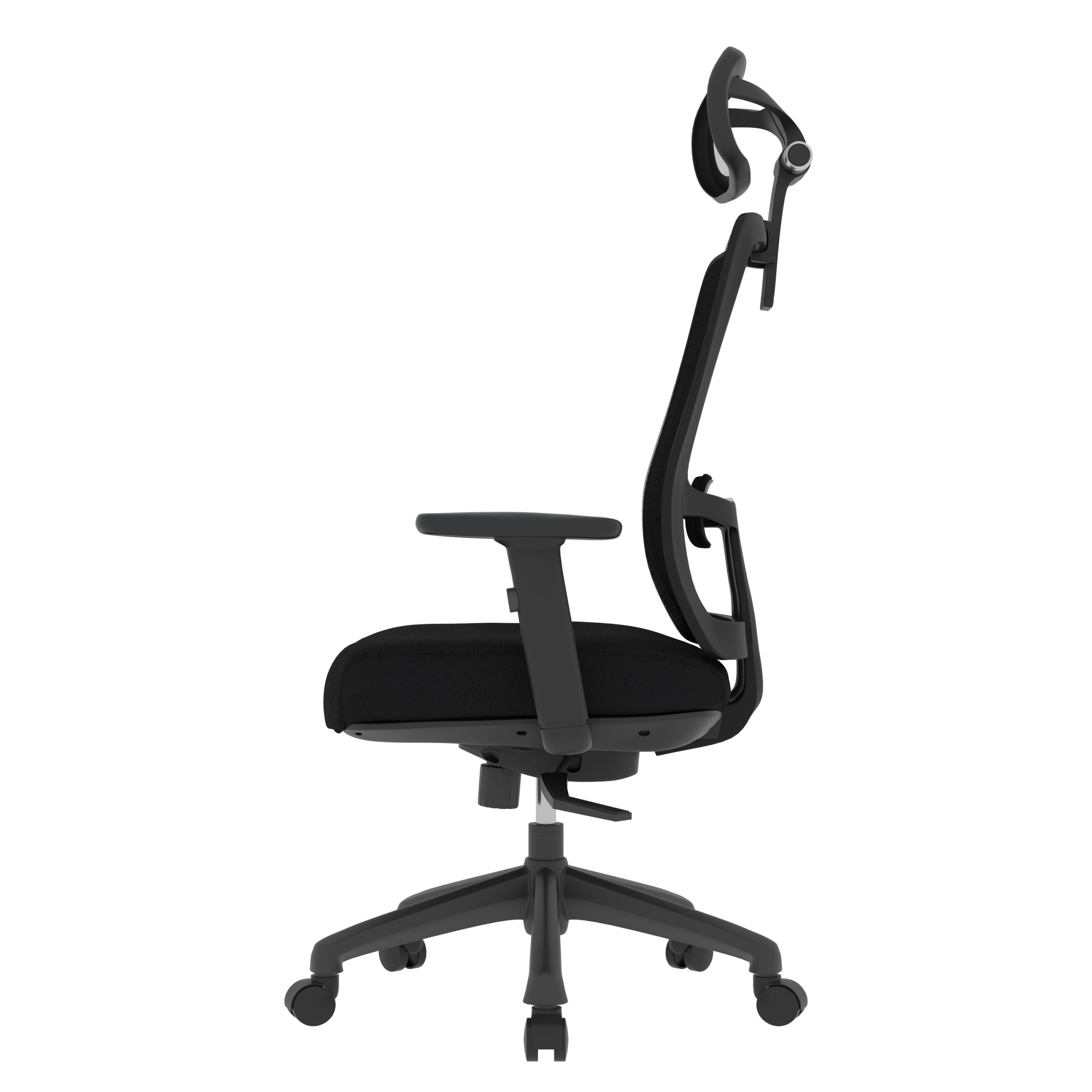 ErgoBreeze, Black frame, Black mesh back, Mid-back chair, tilt/swivel-WITH HEADREST - Image 2
