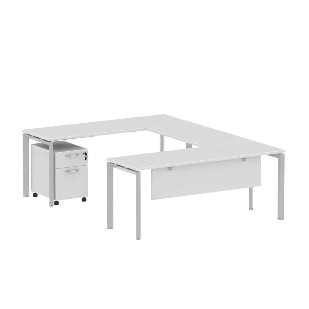Inspire 71″ U-Shape Work Station with Pedestal and Modesty Panel - Various Colors - Image 3