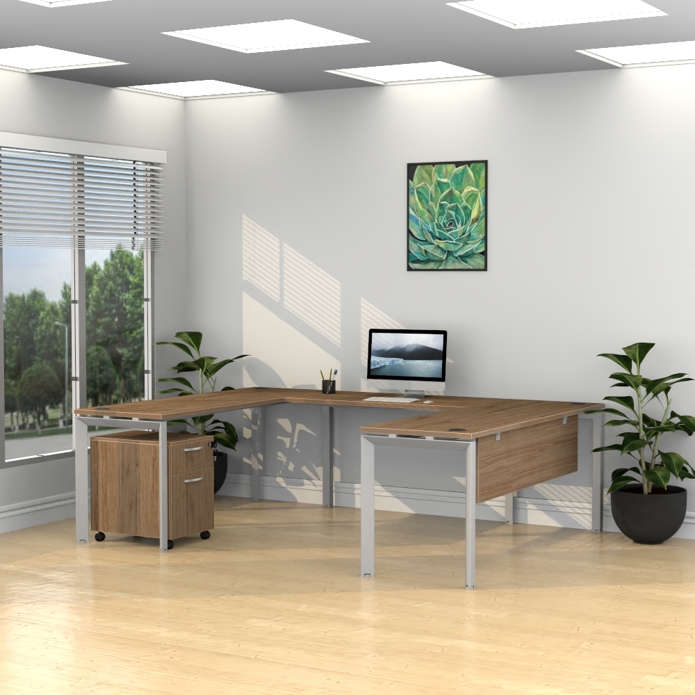 Inspire 71″ U-Shape Work Station with Pedestal and Modesty Panel - Various Colors