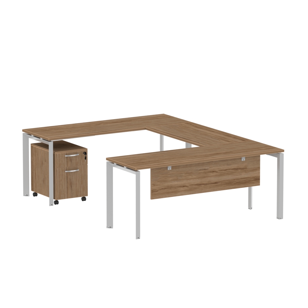 Inspire 71″ U-Shape Work Station with Pedestal and Modesty Panel - Various Colors - Image 4