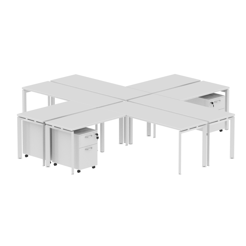 Inspire 4 Person Workstation with Pedestals - Various Colors - Image 3