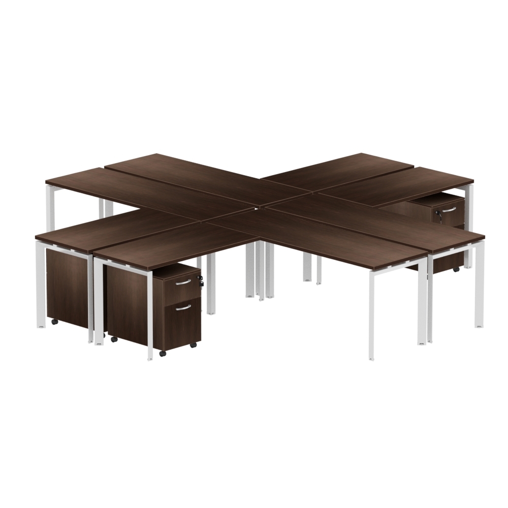 Inspire 4 Person Workstation with Pedestals - Various Colors - Image 2