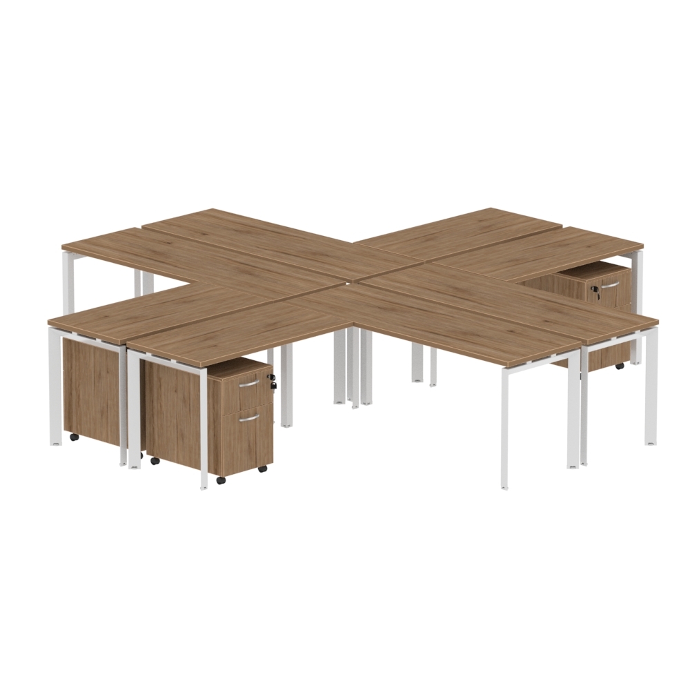 Inspire 4 Person Workstation with Pedestals - Various Colors - Image 4